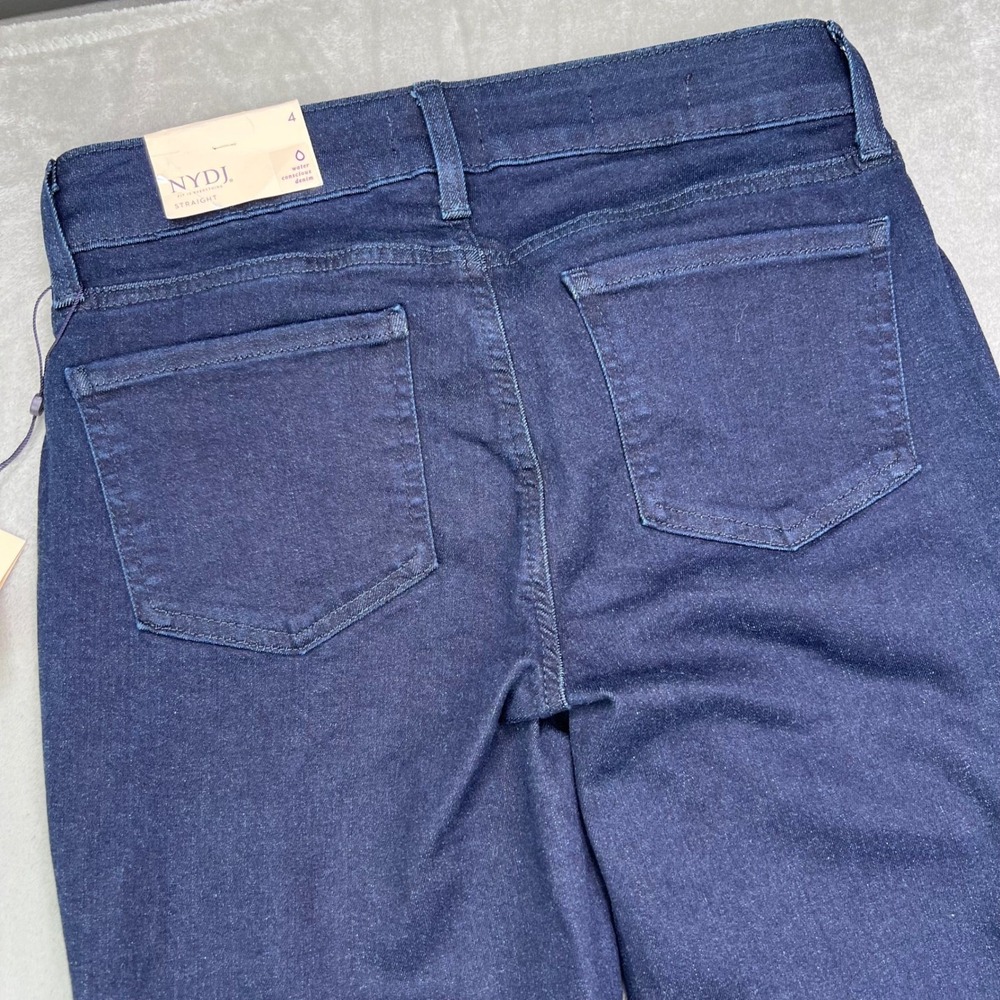 NYDJ Marilyn Straight Jeans Womens 4 Dark Blue Rinse Stretch Lift Tuck Denim New - Picture 15 of 15